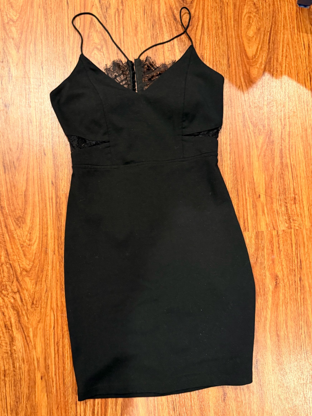 Tobi Black Lace-Trim Back Midi Slip Dress